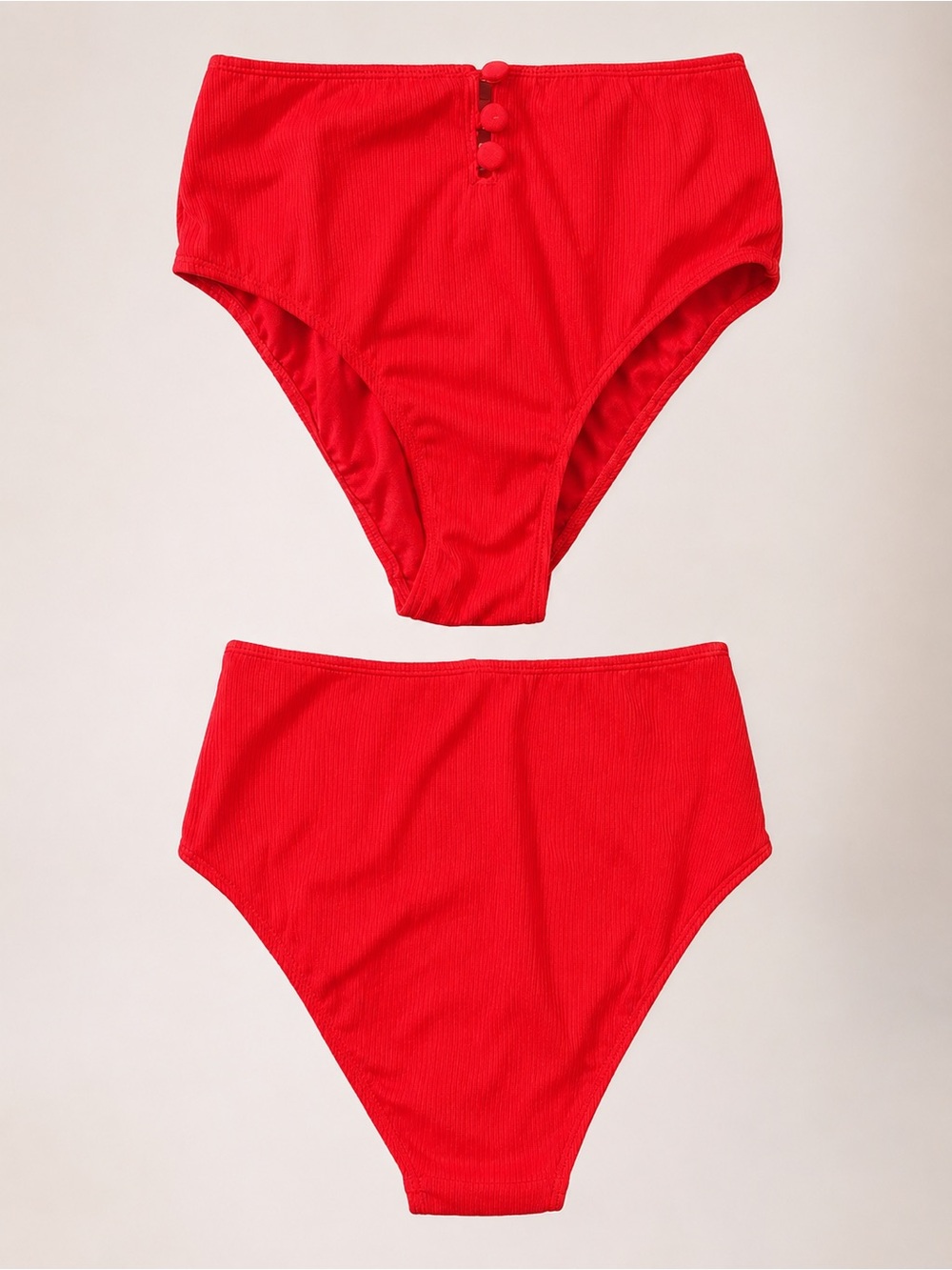 NWOT Xhilaration Bright Red Ribbed High Waist Bikini Bottom Swim Separates Small